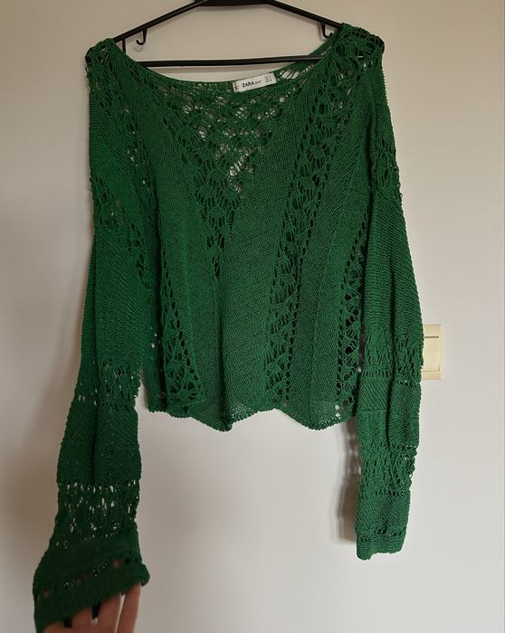 ZARA _ Zielony ażurowy sweter S