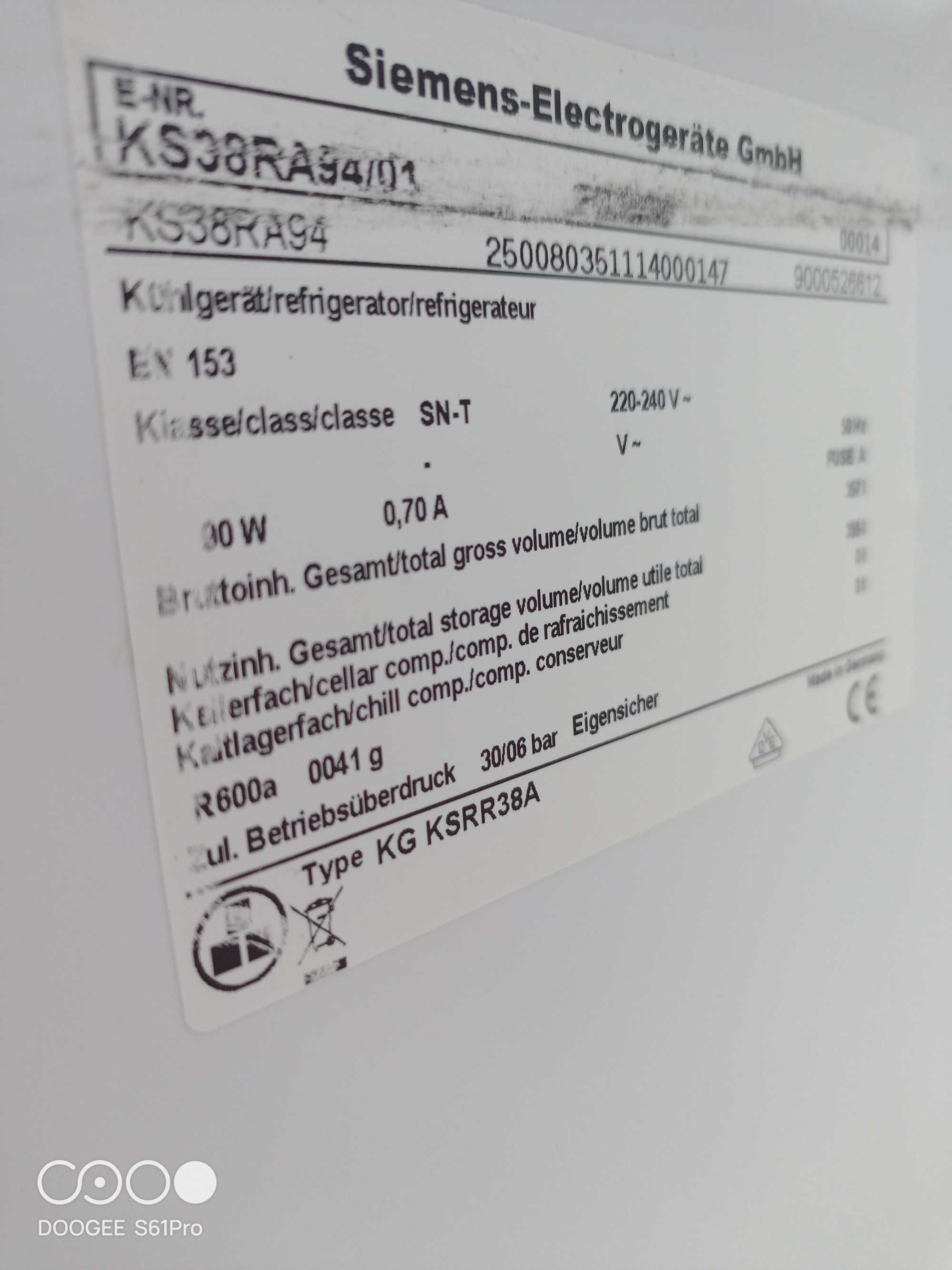Chłodziarka Siemens KS38RA94