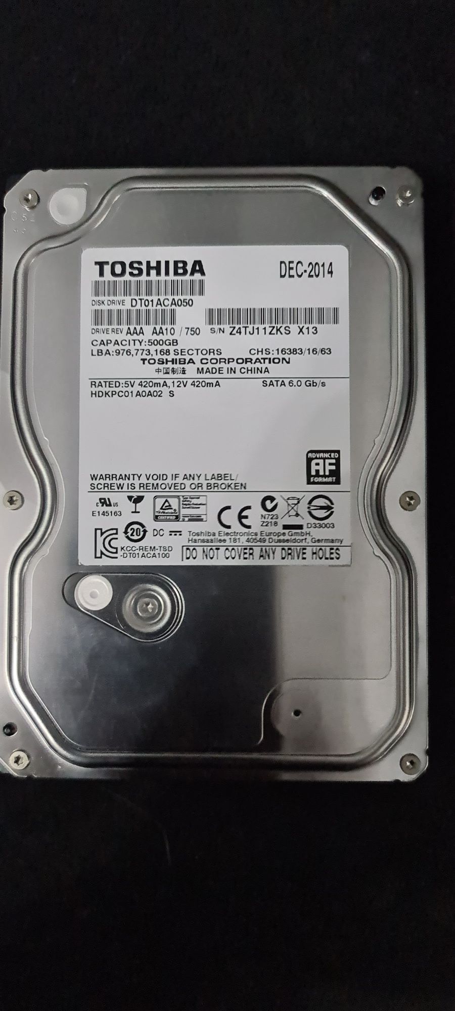 Disco Toshiba 500GB 3.5 Sata a funcionar a 100%