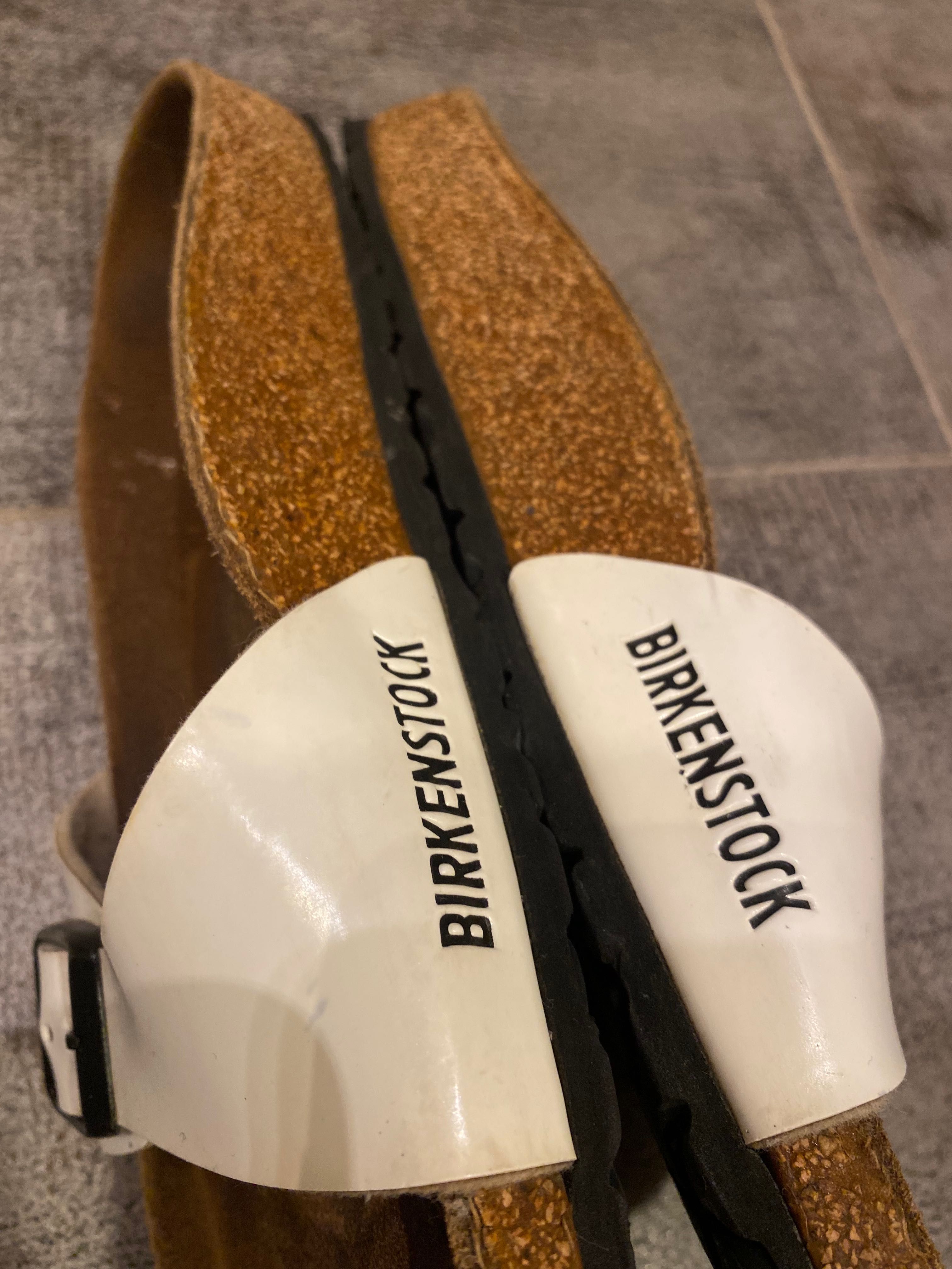 Birkenstock 38,5 r 24,7 cm sandały klapki japonki białe korkowe lato