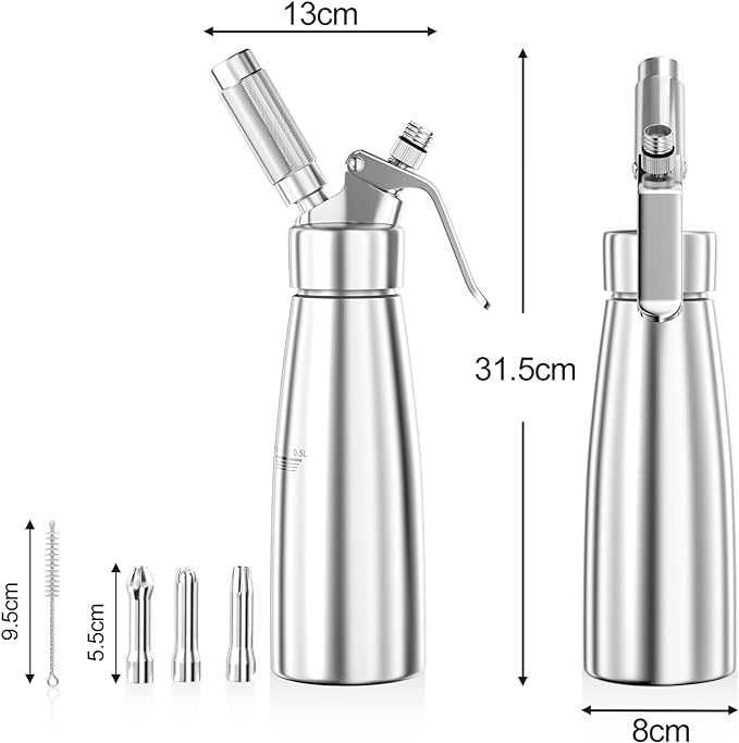 Dozownik do Bitej śmietany 500 ml ze Stali nierdzewnej do ciast