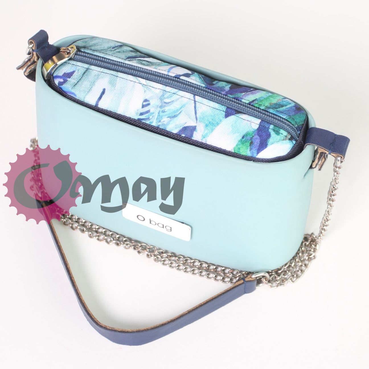 Granatowy organizer do OBAG POCKET liście zielone 1 kieszeń wkład OMAY
