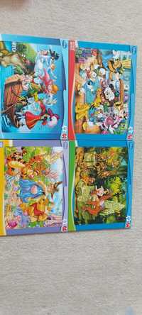 Puzzle 4X30 części Kubuś Puchatek,Księga dżungi, Myszka Mickey Piotruś