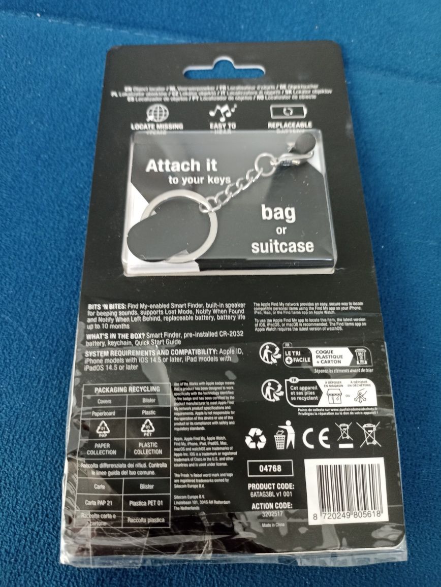 współpracujący z iPhonem Brelok sygnalizator lokalizator do kluczy itp