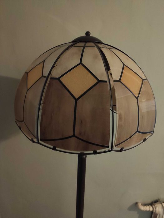 Mosiężna lampa stojąca 170 cm + klosz o średnicy 40 cm