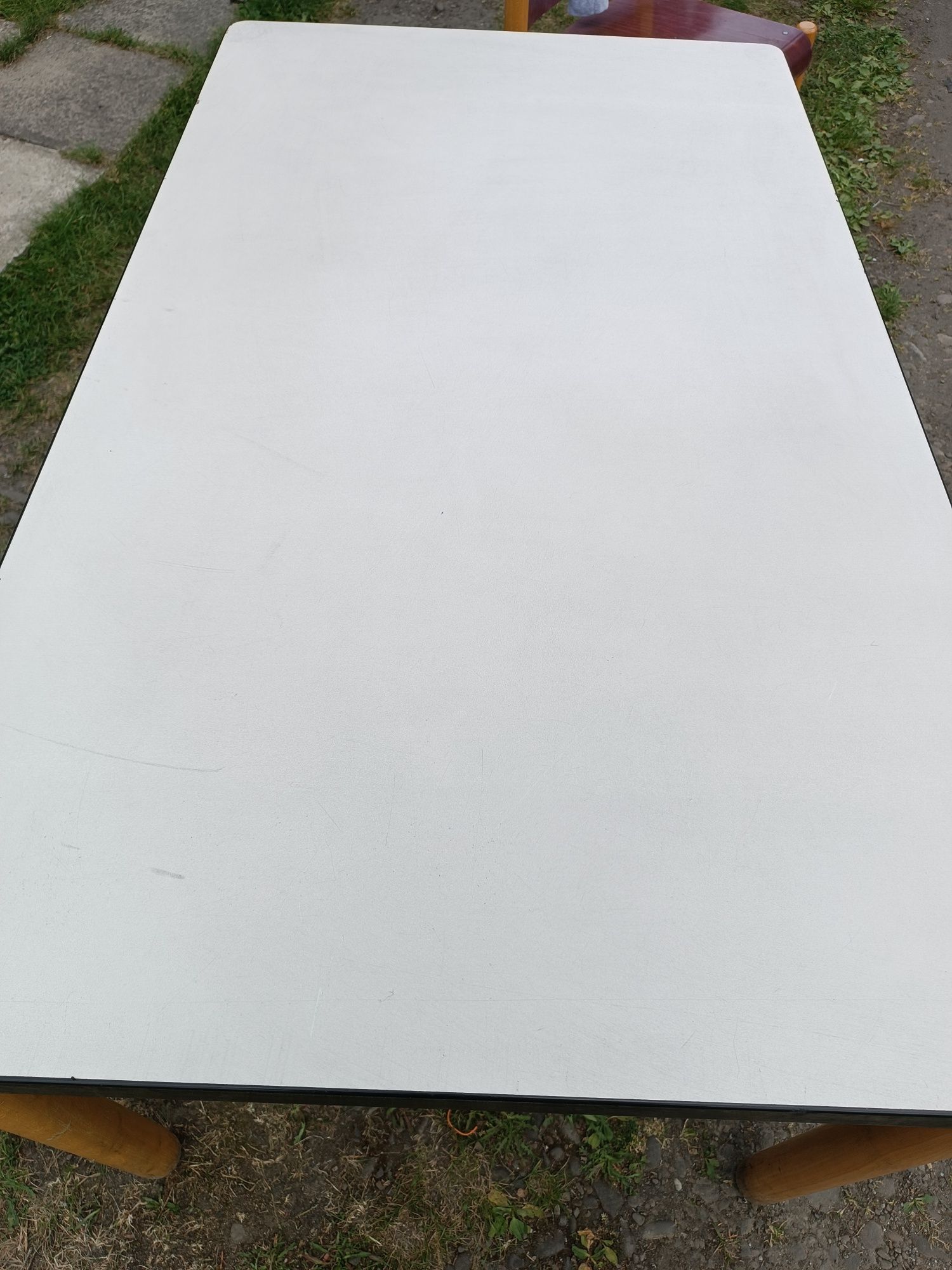 Stół 140x80 biały bukowe nogi 12 sztuk zestaw