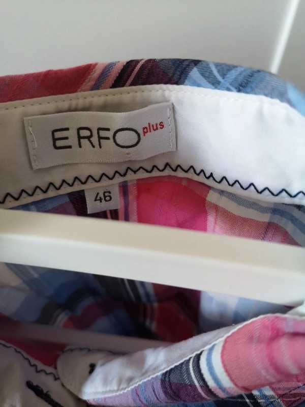 ERFO plus koszula w kratkę z krótkim rękawem różowo niebieska r. 46