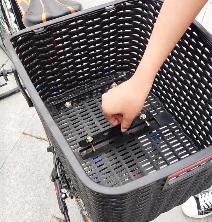 Kosz Rowerowy na Bagażnik Roweru Solidny Plastikowy z Uchwytem Czarny