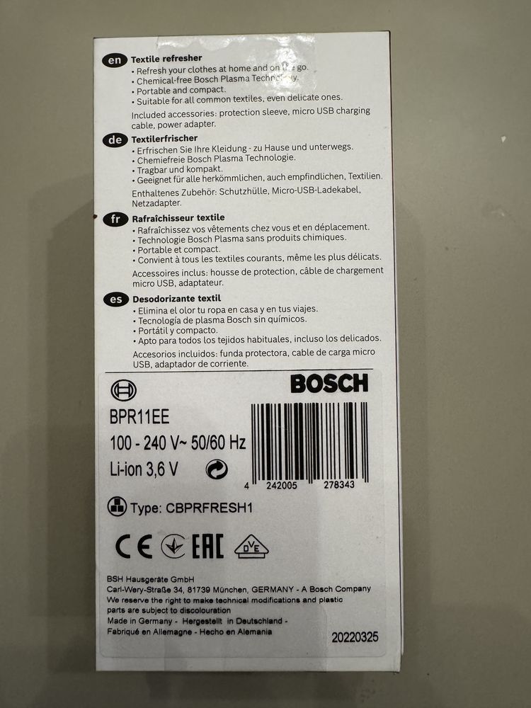 Higienizador de texteis bosch
