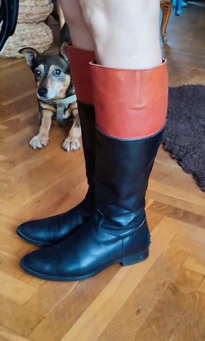 TODS skórzane długie czarne kozaki r. 36 jesień
