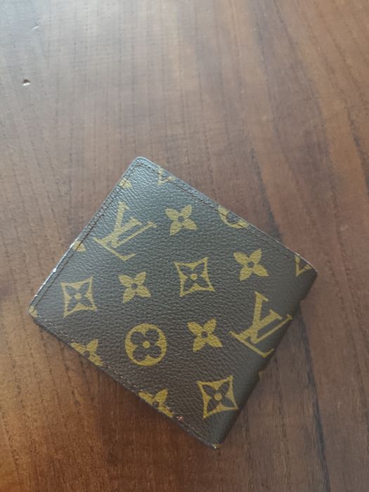 Porta moedas,notas cartões LV castanho com dourado certificado incluíd