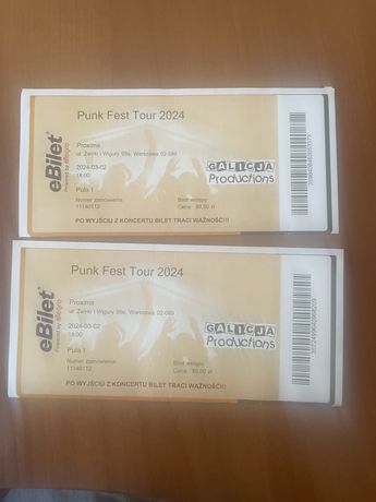 Bilet x 2 na Punk Fest Tour Warszawa 2 marca 2024