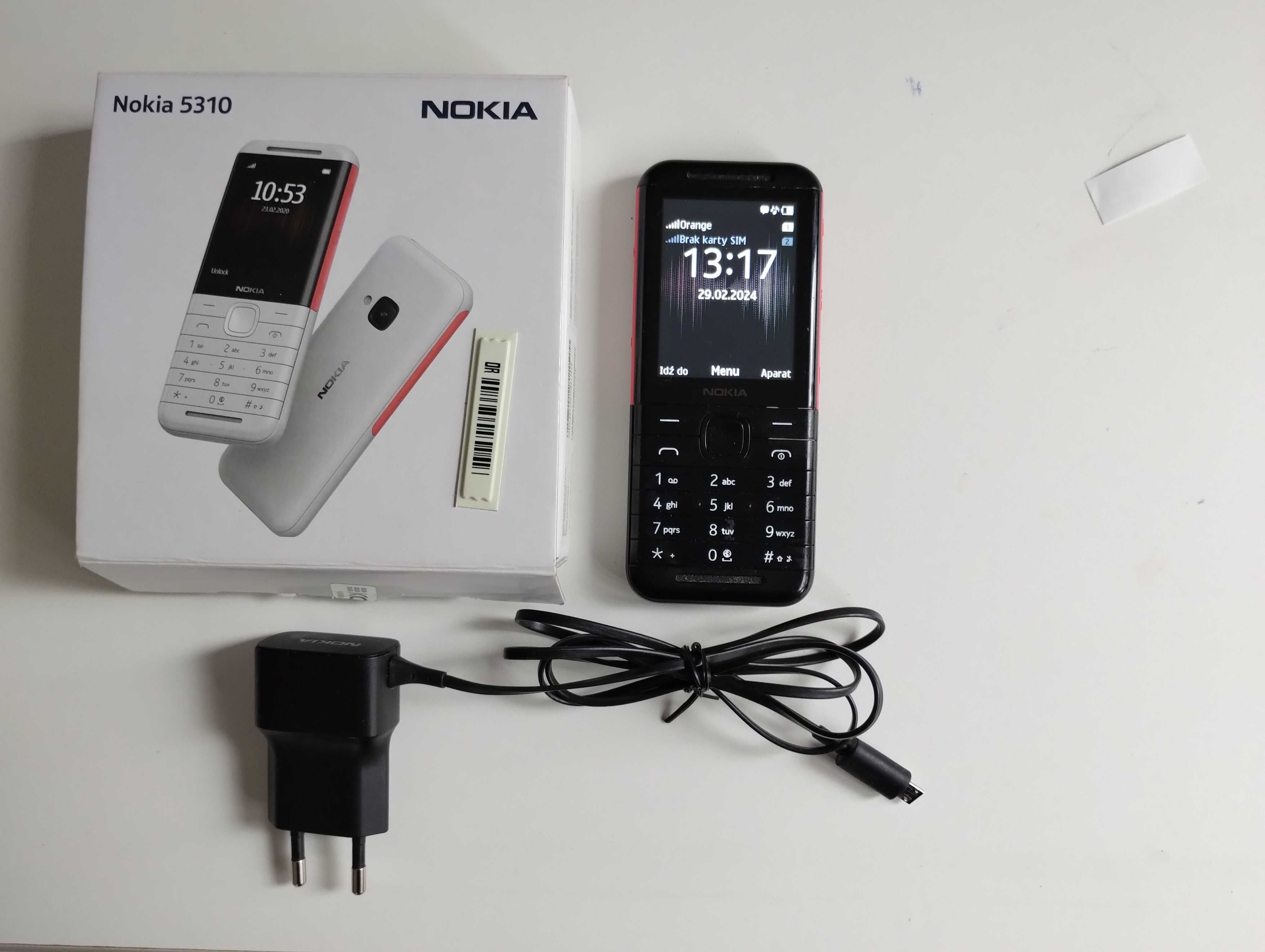 Nokia 5310 pudelko, ładowarka, instrukcja, dowód zakupu