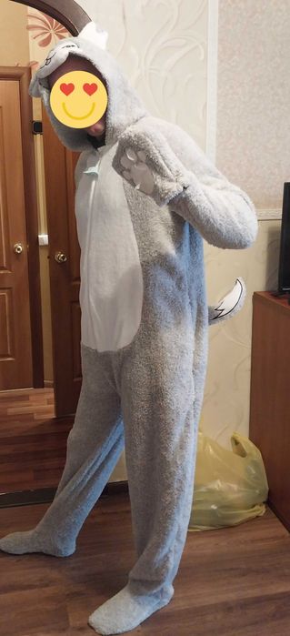 Теплий махровий спальник у вигляді кота тигра для чоловіка