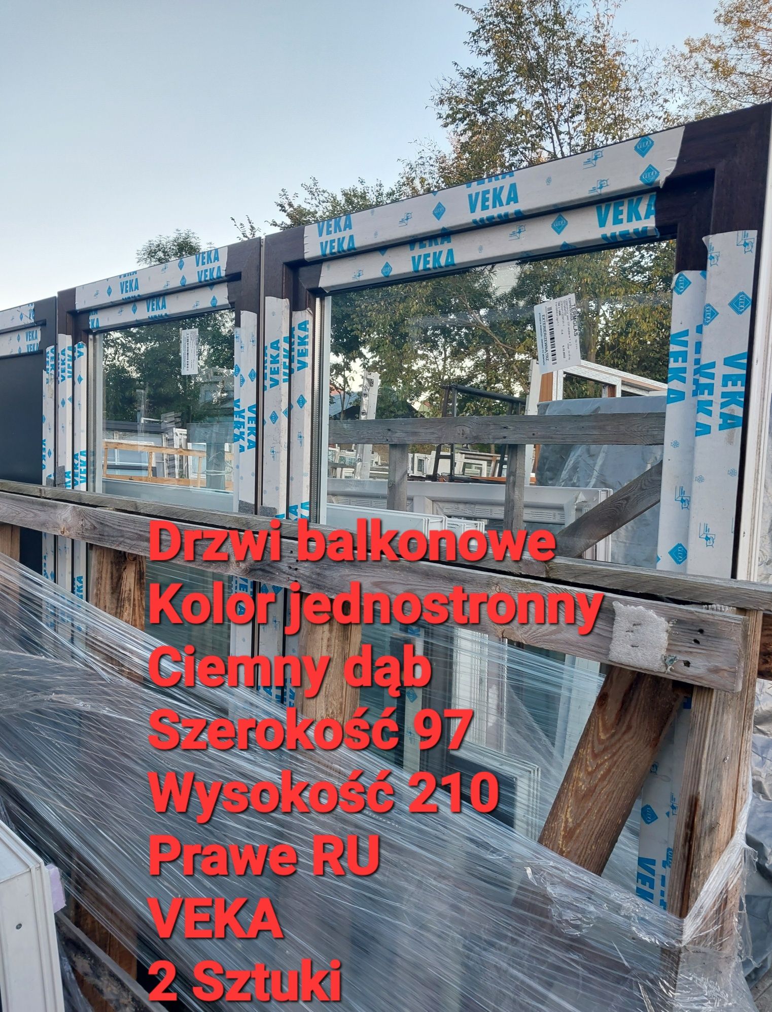 Drzwi balkonowe Ciemny dąb 97x210 Veka Roto
