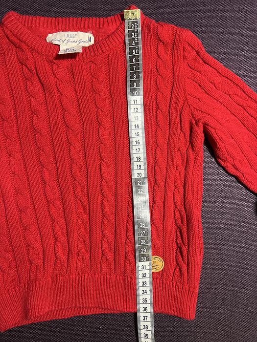 Червоний рожевий светр вʼязаний косами Polo Ralph Lauren