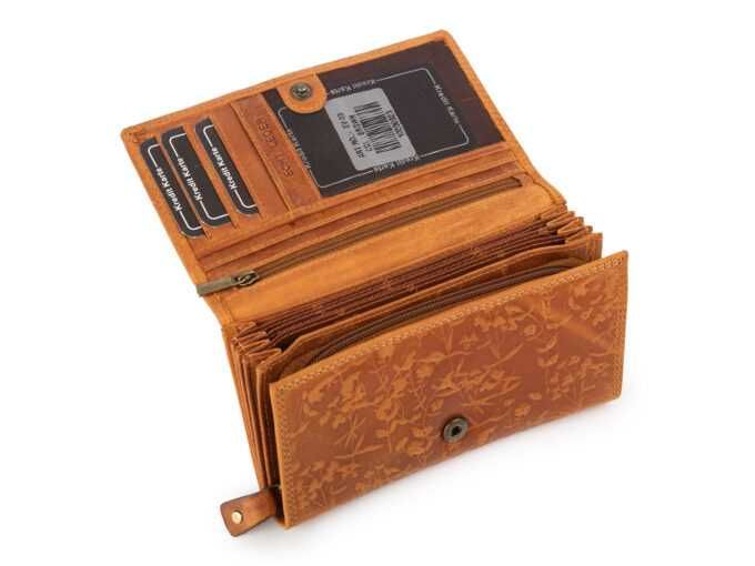 Ekavale brązowy skórzany portfel poziomy wzór kwiaty vintage *2