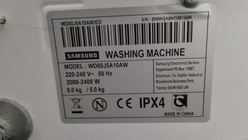 Sprzedam pralko- suszarkę Samsung WD80J5A10AW