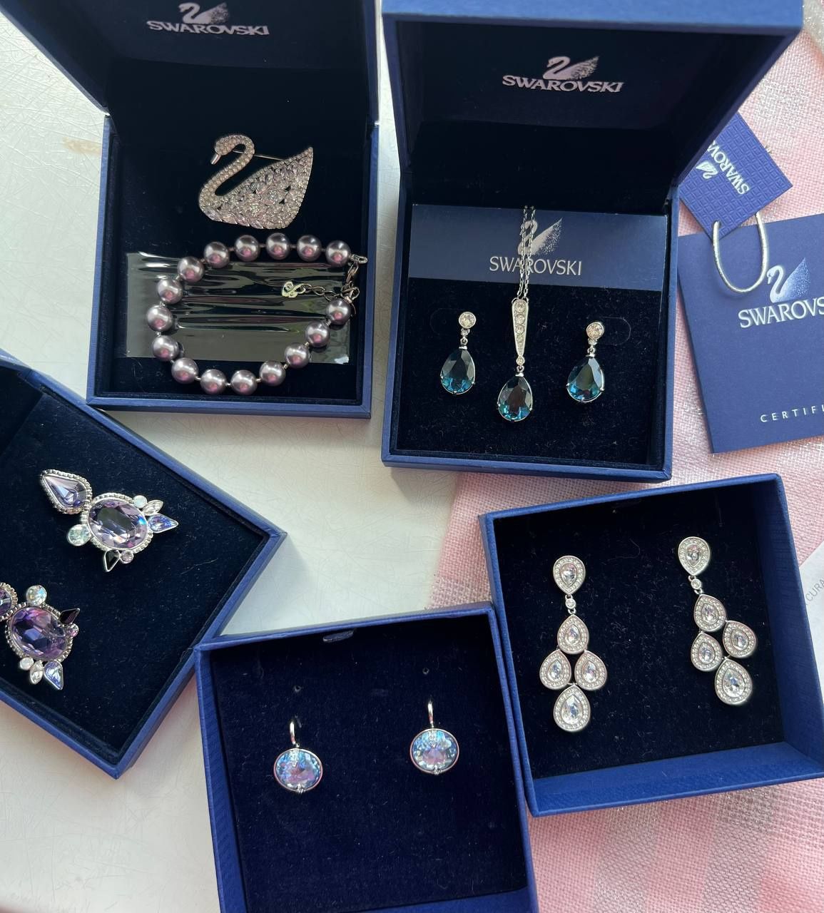 Серьги,чокер,браслет Swarovski,оригинал,новое!