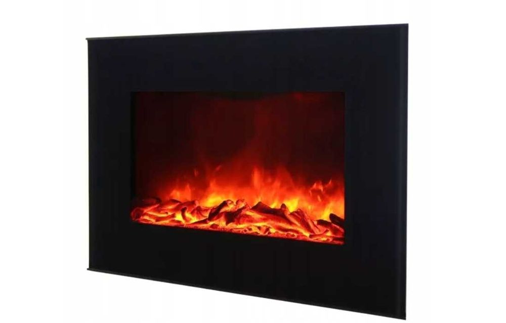 Kominek ścienny 1900 W elektryczny czarny 65,5x46x13,5cm