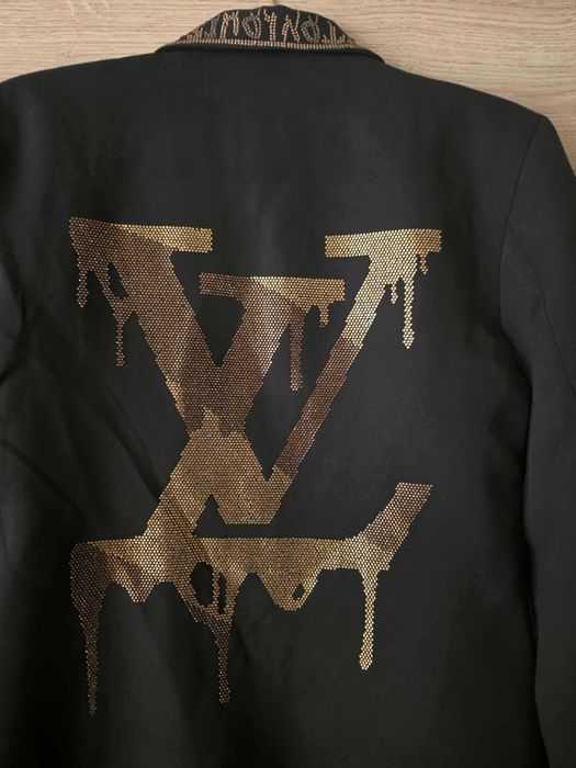 Marynarka damska Louis Vuitton kolorze czarnym z cyrkoniami złotymi