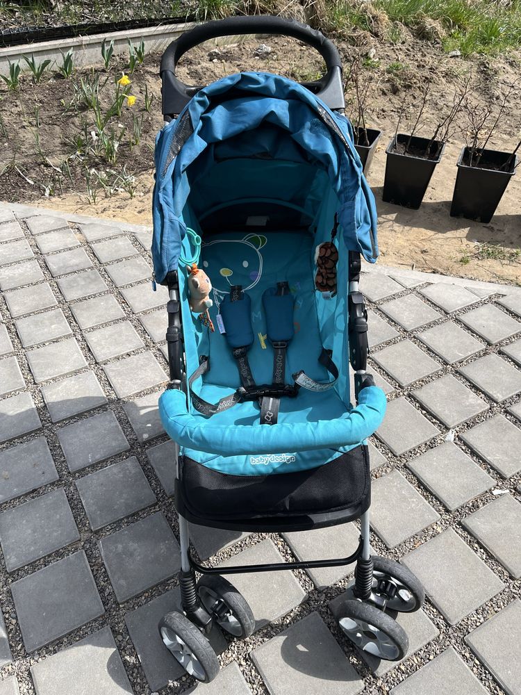 Baby design wòze spacerowy spacerowka + parasol szary turkusowy