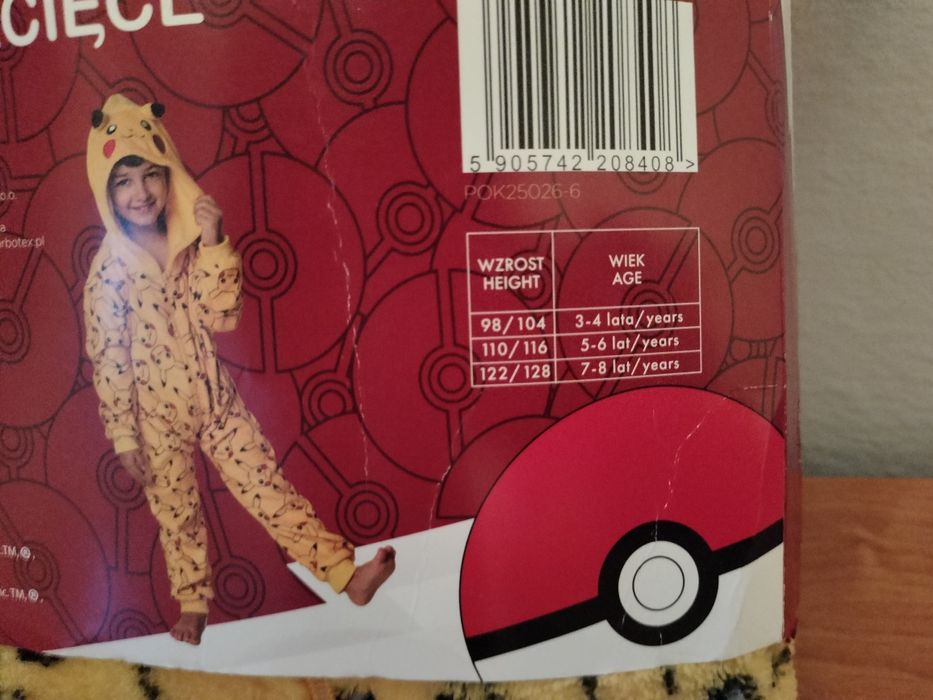 Onesie / Kombinezon / Strój /Kostium /Piżama Pokemon Pikachu 110/116cm