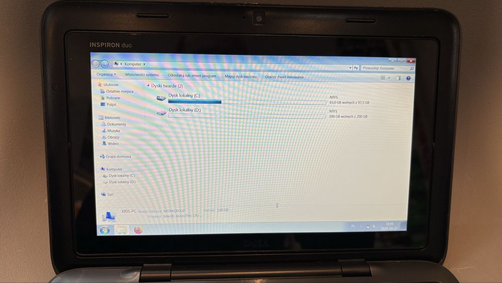 Laptop Dell inspiron Duo dotykowy obrotowy ekran windows 7