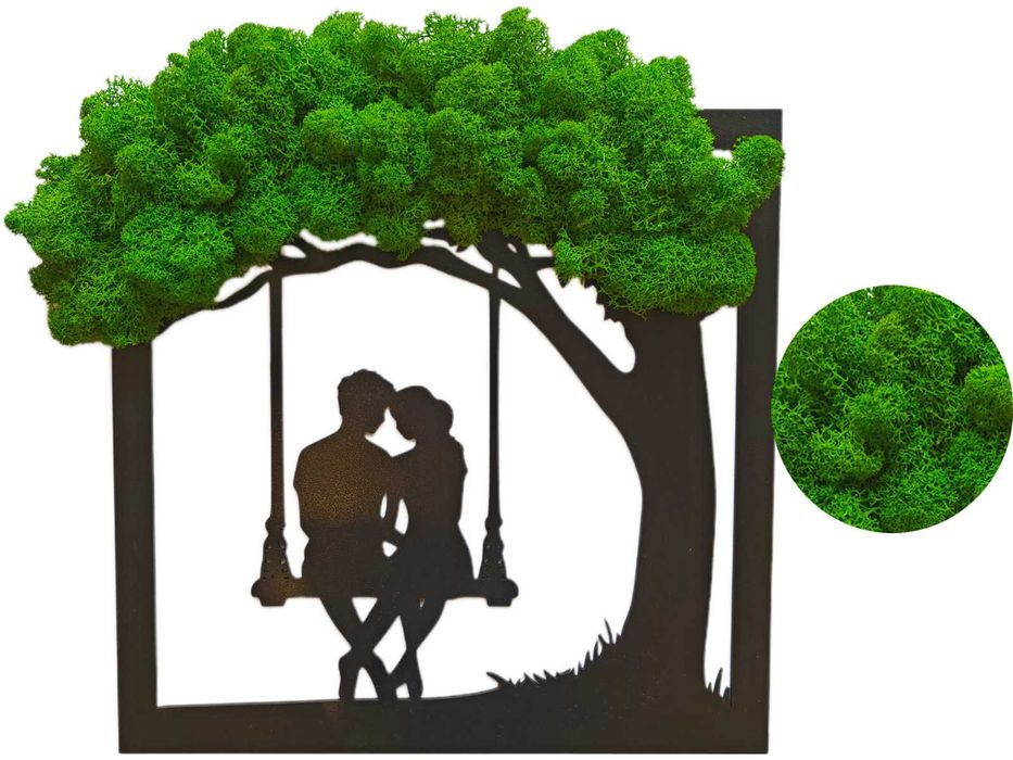 Żywy obraz z mchu chrobotka PREZENT Bonsai Obraz Ozdoba na ścianę Para