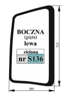 Szyba boczna wklejana lewa/prawa pasuje do SAME/LAMBORGHINI/DEUTZ