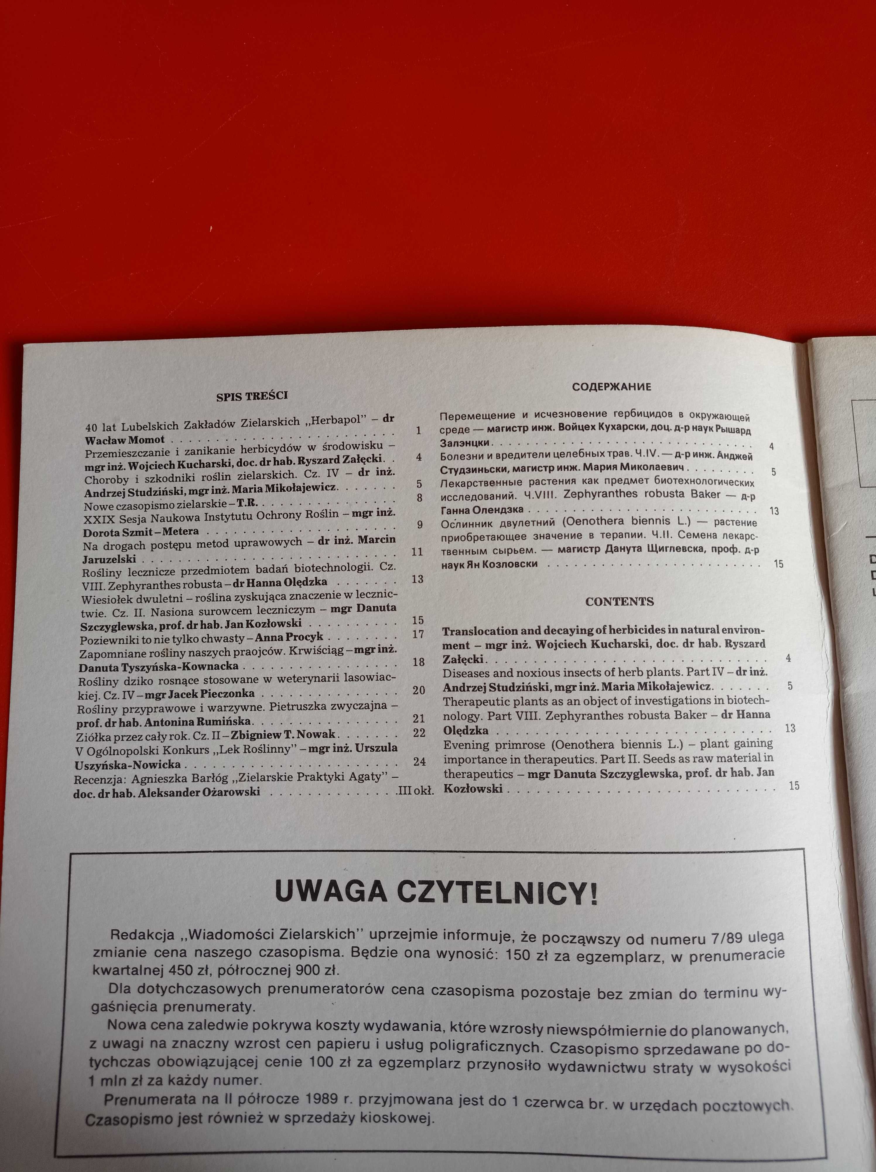 Wiadomości zielarskie nr 5/1989, maj 1989