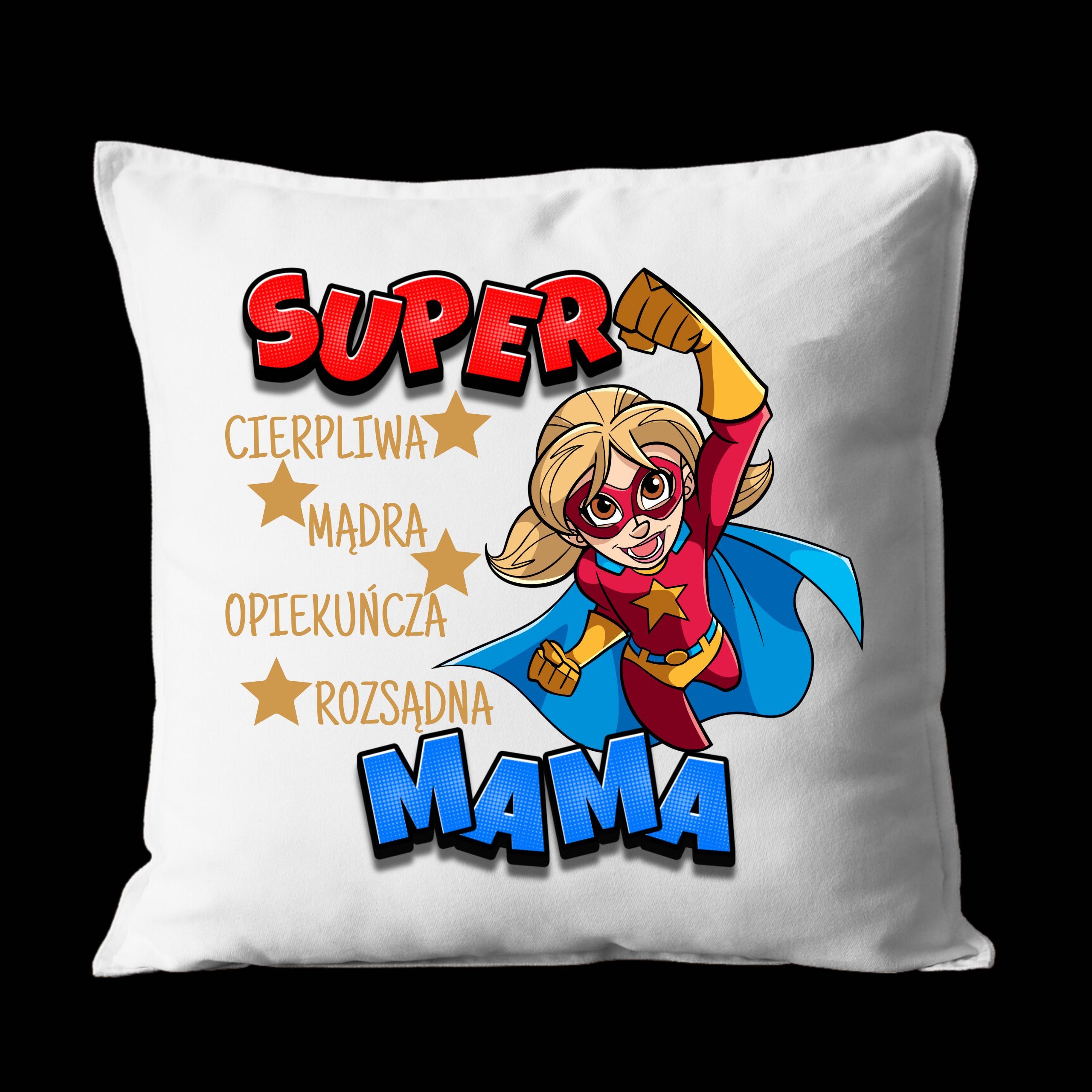 Zestaw na dzień matki kubek + poduszka dla mamy SUPER MAMA PREZENT