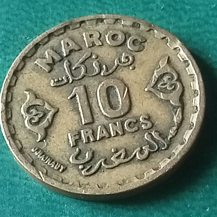 diram moeda de marrocos 10 francos 1371