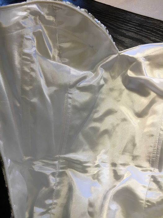 Suknia długa, wieczorowa, cekiny biało-złote, 38/40; używana