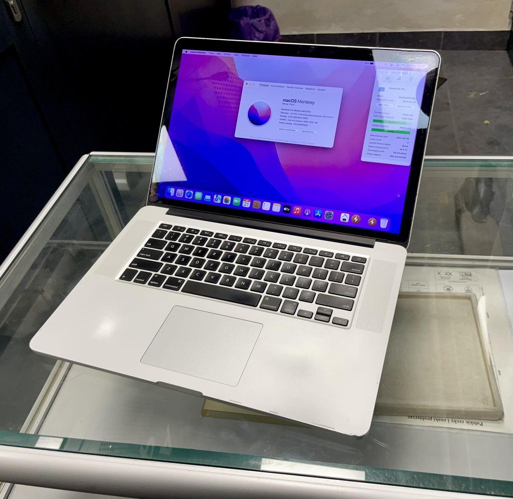 MacBook Pro A1398 i7 4x2,3/8GB/512GB/GT650 Nowa bateria
