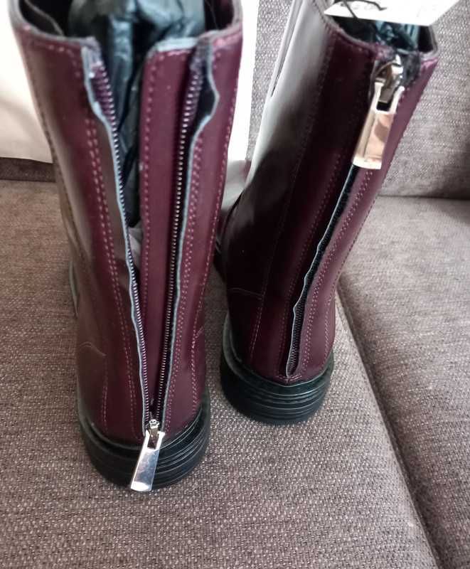 Botki Zara, burgundowe, rozm. 37, Zara
