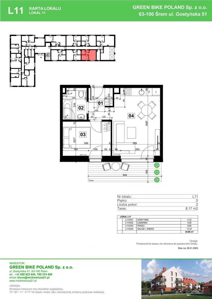 Mieszkanie na sprzedaż Śrem 34,80 m2 | 2 POKOJE | TARAS | CENTRUM