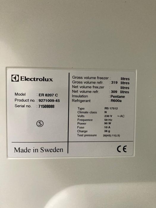 Chlodziarka lodówka Electrolux Husqvarna Helios 175 cm 330 l