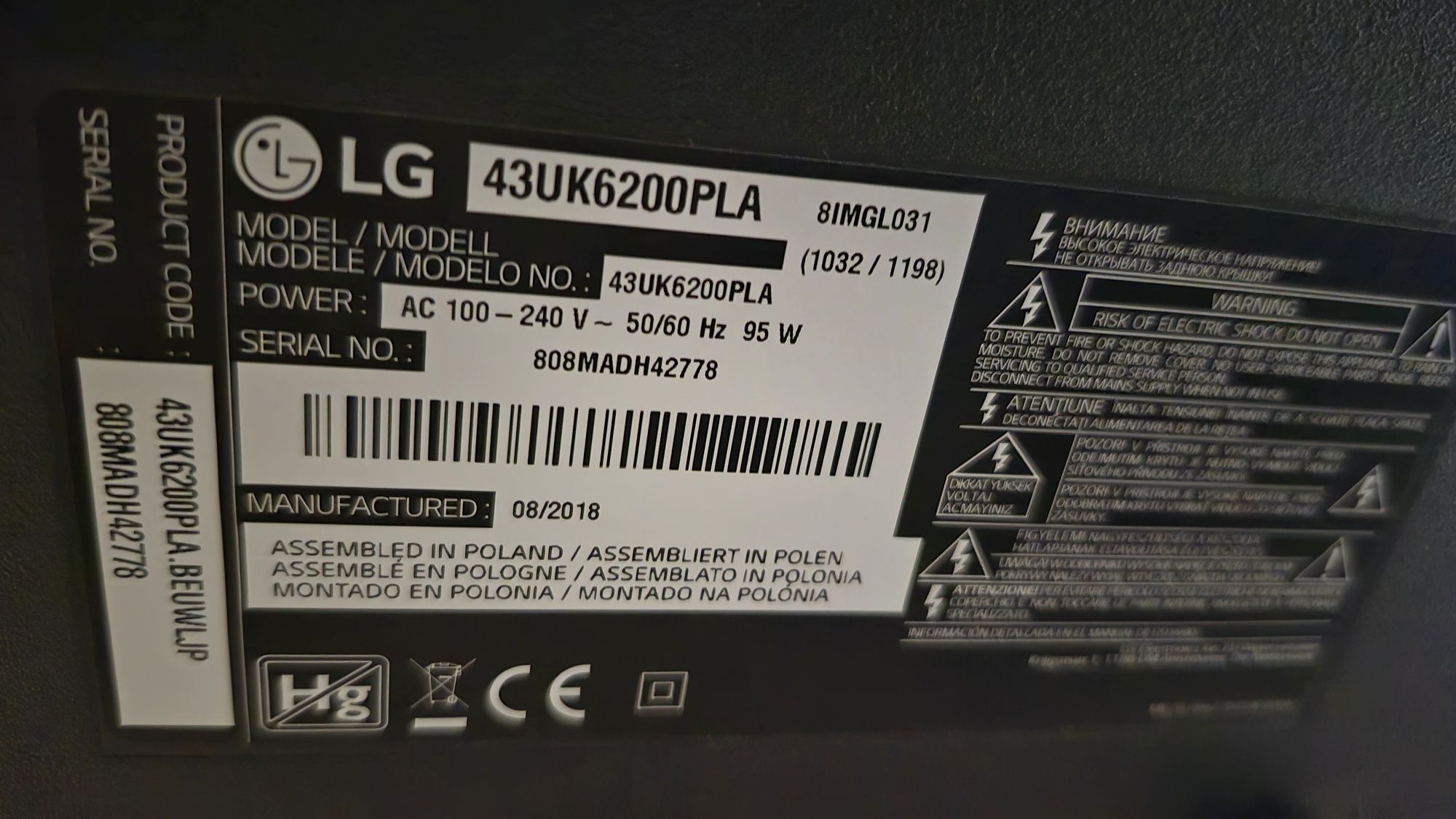 TV LG 4K 43 Polegadas