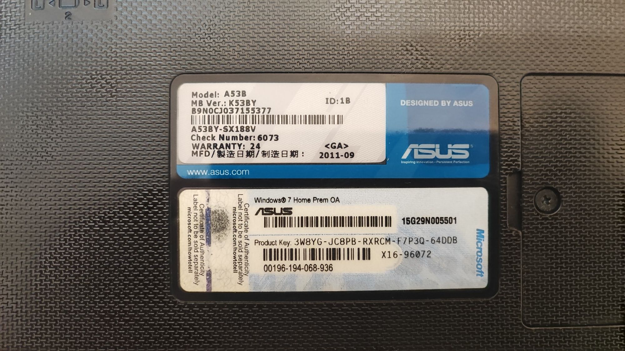 Продам ноутбук Asus A53B полностью рабочий