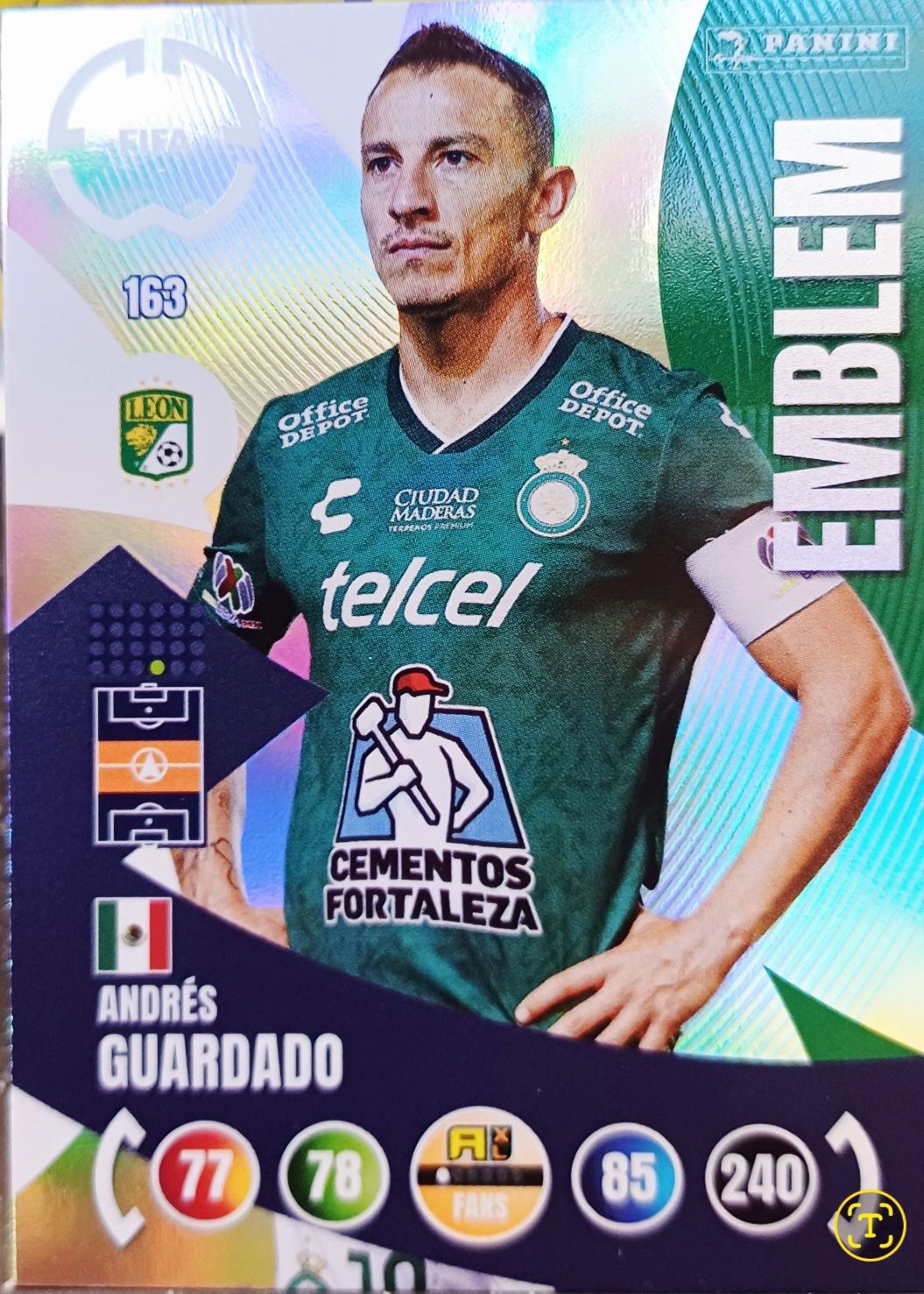 Karta kolekcjonerska Panini FIFA 365 nr 163 Andrés Guardado – Club Leó