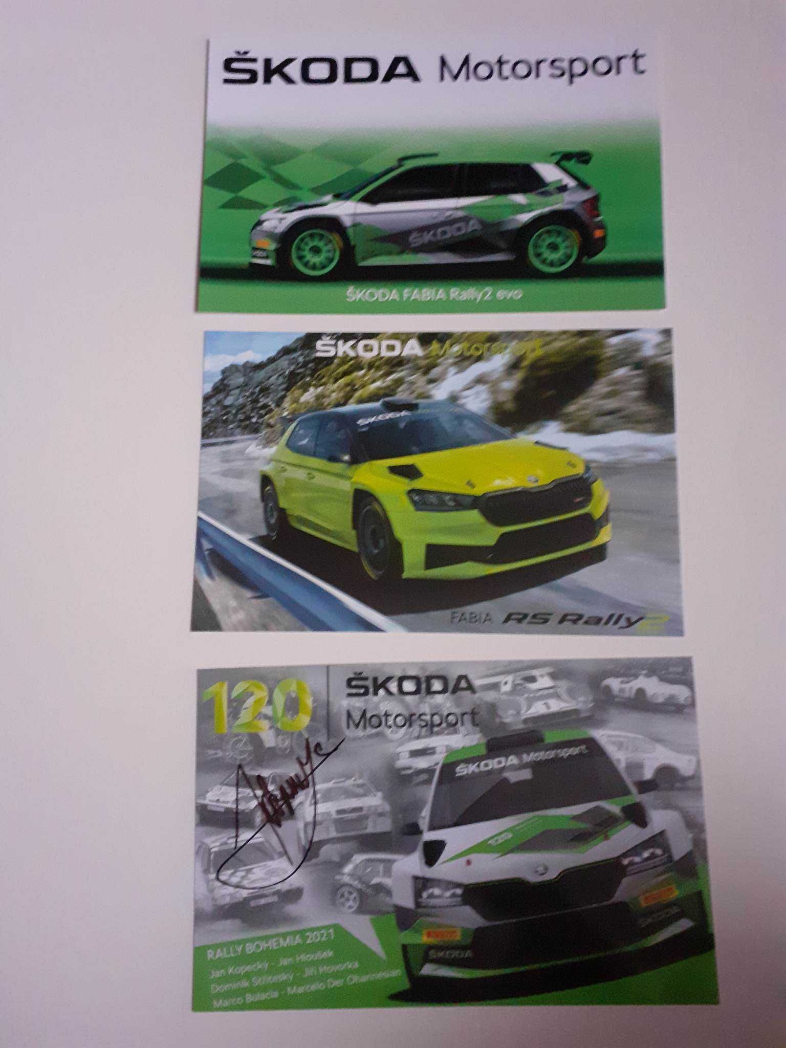 Skoda Motorsport-karty z autografami