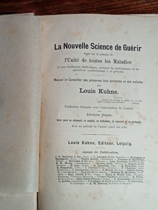 Livro antigo “La Nouvelle Science de Guérir” – Louis Kuhne