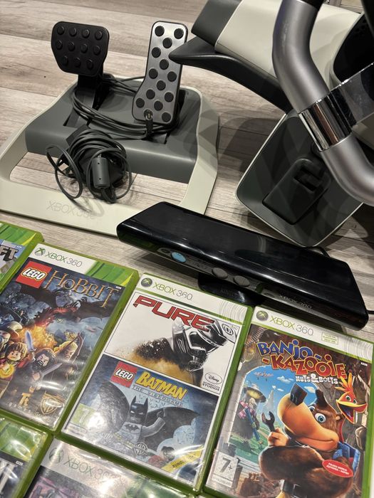 Zestaw kierownica xbox 360, kinect + 22 gry