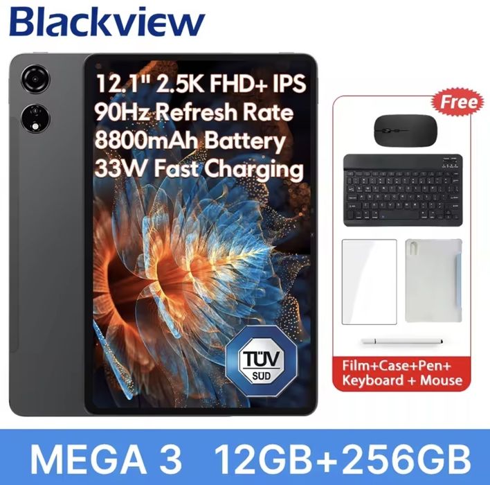 Планшет blackview mega 3 12/256 lte + клавіатура миша чохол скло карта