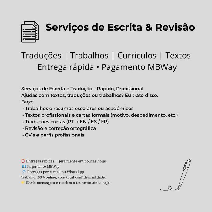 Serviços de Escrita e Revisão – rápidos e personalizados