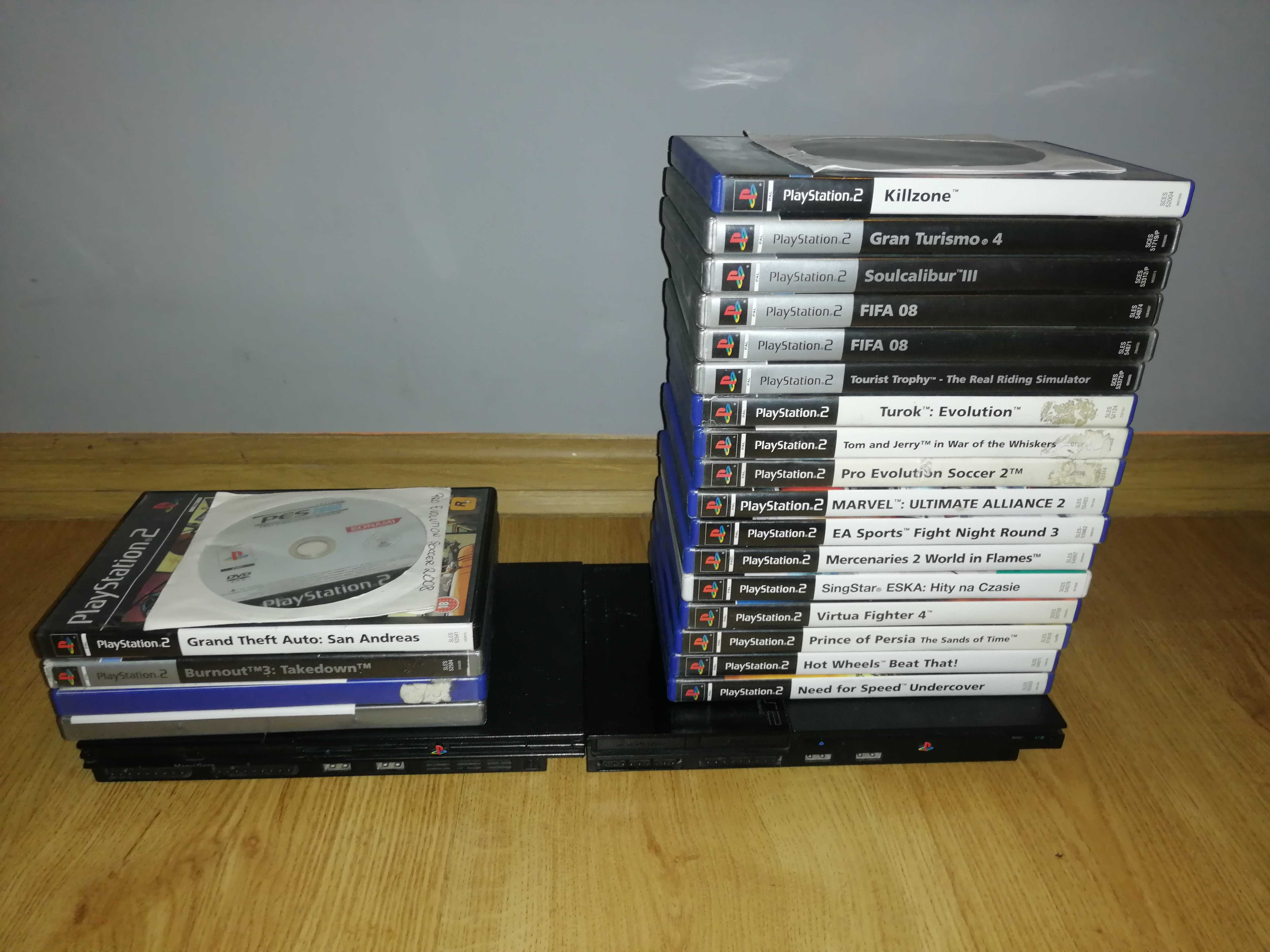 Konsola PlayStation 1, 2x PlayStation 2 + 25 gier + 5 padów, PS1, PS2