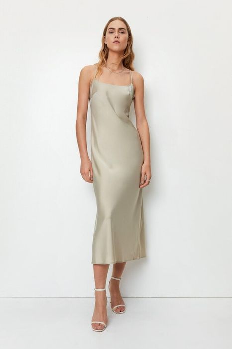 Nasty Gal 42 Xl Satynowa Sukienka Midi Slip D375