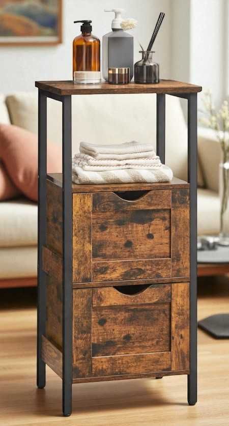Szafka do pokoju Loft Komoda 80 cm – 3 szuflady, stal + drewno