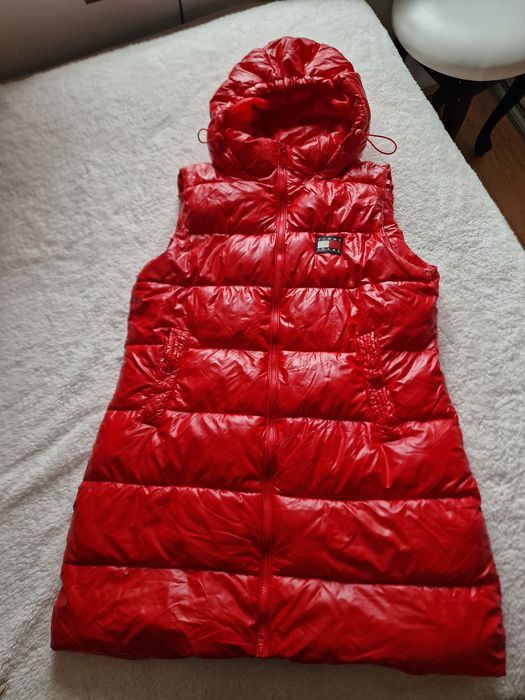 Kamizelka puchowa Tommy Hilfiger długa, Damska czerwona L/XL